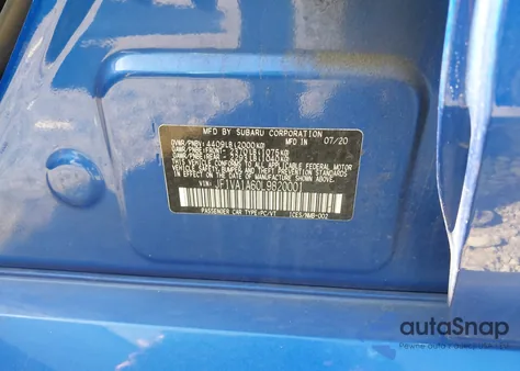 2020 Subaru Wrx from USA, damaged, VIN JF1VA1A60L9820001